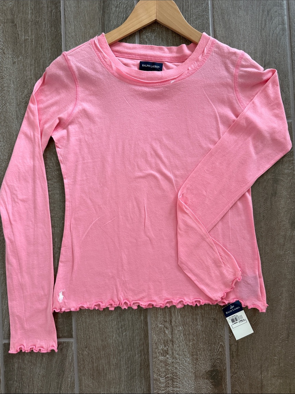 BNWT girls pink long sleeve T-shirt Polo by Ralph Lauren size Xl 16